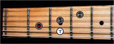 accord dominant 7/#9 5eme corde guitare